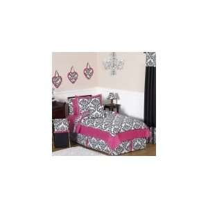  Hot Pink, Black and White Isabella 4 Piece Twin Bedding 