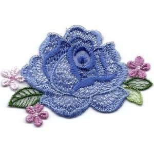  Flowers/Blue Rose w/Pink Flowers   Iron On Applique 