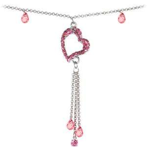  Pink Gem Hollow Heart Belly Chain Jewelry