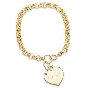 February Engraved Birthstone Heart Charm Bracelet Jewelry