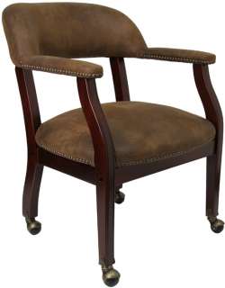 BROWN GUEST CONFERENENCE DESK SIDE CHAIRS WITH CASTERS  