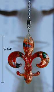 of Fleur de Lys Glass Art Ceiling Fan Pull Chains  