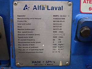 Alfa Laval Purifier MMPX 404  