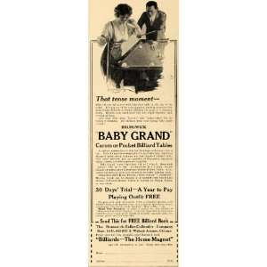  1915 Ad Brunswick Balke Collender Baby Grand Pool Table 