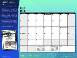 Scripophily 2012 Stock Calendar 28 Color pages  