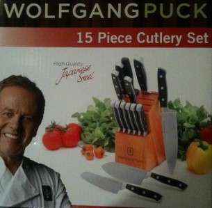 Wolfgang Puck 15 Stainless Steel Knife Block Set, 6 Steak Knives 