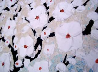 ORIGINAL Abstract White Cherry Blossom TREE Impasto Landscape Painting 