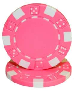 25 x Striped Dice 11.5 gram   Pink Poker Chips New  
