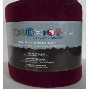  Coexist Twin XL Sheet Set 100% Jersey Cotton