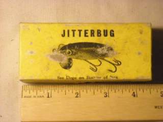   JITTERBUG FISHING LURE BOX TOP AND CLEAR PLASTIC LINER, SOLID  