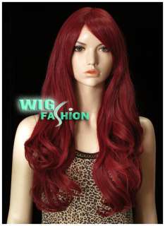 61cm Long Curly Dark Red Hair Wig MU80  