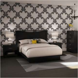 South Shore Step One Full/Queen Platform Bedroom Set in Pure Black 