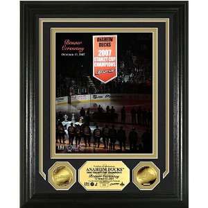   Stanley Cup Banner Raising Ceremony Photo Mint W/ Two 24Kt Gold Coins