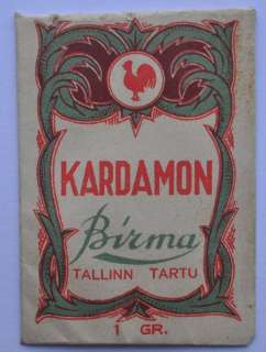 1930s Estonia Vintage Spices Wrapper CARDAMON BIRMA  