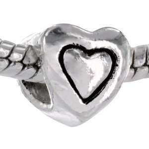  Heart Shaped Design Silver Plated Bead. (Pandora and Chamilia 