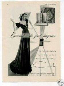 Coty Emeraude Perfume Ad 1950s Original Vintage Ad  