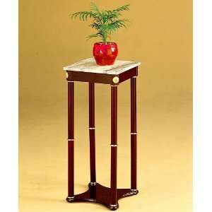  Elegant Square White Marble Top Plant Stand Side With Cherry 