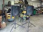 Pair Crate PE 15H 2 Way PA Monitor Speakers w/ Crate Tripod Stands
