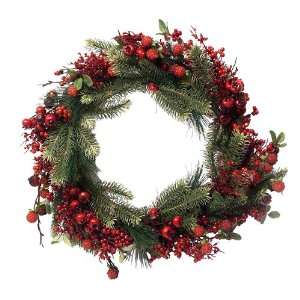   Raspberry Pine Artificial Christmas Wreath 