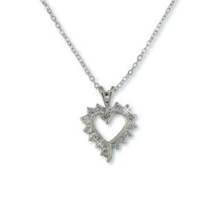 CLASSIC CUBIC ZIRCONIA FLOATING HEART PENDANT NECKLACE  
