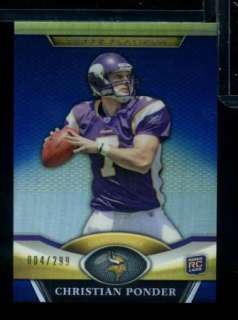 P10) 2011 Topps Platinum CHRISTIAN PONDER Blue Ref Rookie RC 4/299 