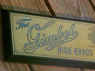 1920s THE GIMBEL HIGH GRADE HATS BRASS STORE SIGN  