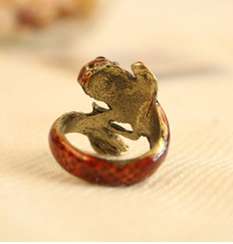 Cute Vintage Bronze Magical Red Fish Animal Personality Cocktail Ring 