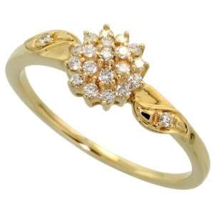 14k Gold Cluster Ring, w/ 0.19 Carat Brilliant Cut Diamonds, 1/4 in 