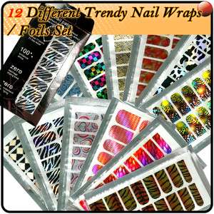 12 X Different Nail Art Trendy Nail Wraps / Foils Set#3  