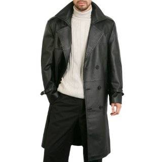 BGSD Mens Classic Leather Trench Coat by BGSD