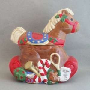  Ceramic Xmas Rocking Horse Collectible Cookie Jar