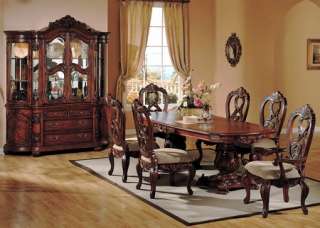 11Pc Traditional Formal Cherry Wood Dining Room w/ China Cabinet Set 