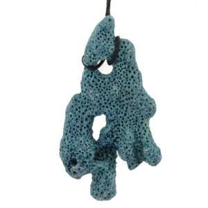  Dyed Blue Sponge Coral Pendant with adjustable cord 