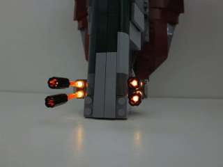 Specific Lego pieces were used to create an orange glow effect on 