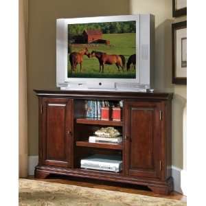  Corner TV Stand with Adjustable Shelves in Cherry Finish 