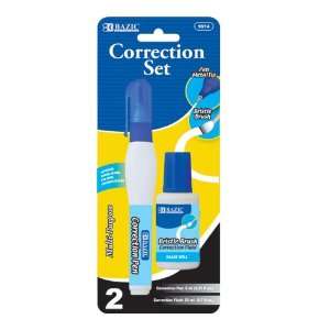  Bazic Metal Tip Correction Pen and Correction Fluid, 2 per 