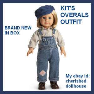 NEW AMERICAN GIRL DOLL KITS HOBO BIB OVERALLS OUTFIT SET WITH HAT NIB 