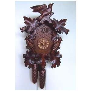 Cuckoo Clock, 3 Birds, 7 Leaves, Almond Stain, Model #8T 102/7