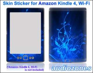 Vinyl Skin Sticker Decal Cool Blue Glow Design for  Kindle 4 Wi 