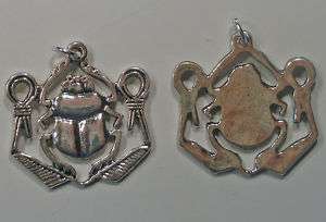 Egyptian Scarab w/ Knots Of Isis Jewelry Pendant Silver SALE Was $10 