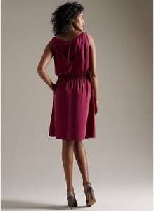 EILEEN FISHER NWT $278 Silk Georgette Double V Dress GRENADINE 