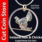 Ireland Large Penny Cut Coin Hen & Chicks