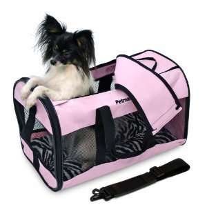 Large Pink/Zebra Petmate Softsided Kennel Dog Carrier  