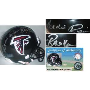  Andre Rison Signed Falcons Mini Helmet w/Bad Moon Sports 