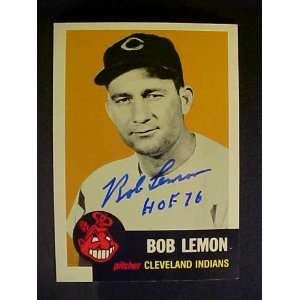 Bob Lemon Cleveland Indians #284 1953 Topps Archives Signed Baseball 