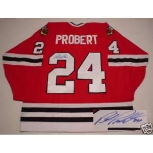 Bob Probert Signed Jersey   Chicago Blackhawks Proof Coa