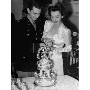 Carole Landis and New Husband, Captain Thomas C. Wallace, Cutting 