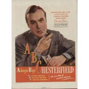 BOYER,  1947 Chesterfield Cigarettes Ad, A3113. See CHARLES BOYER 