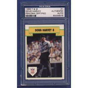  1988 T&M DOUG HARVEY Umpire #1 Signed Card PSA/DNA 