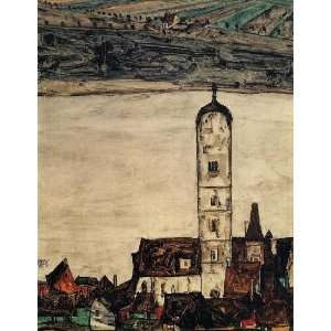 Hand Made Oil Reproduction   Egon Schiele   32 x 42 inches   Church in 